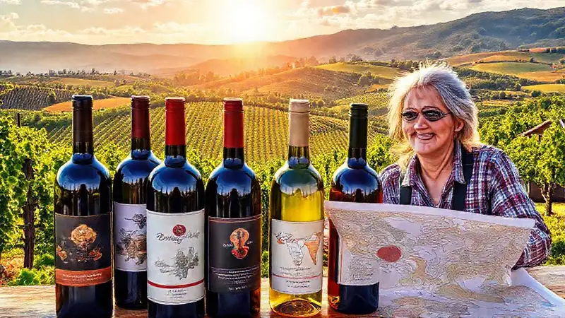 Un viajero disfruta un viaje vitivinícola feliz
