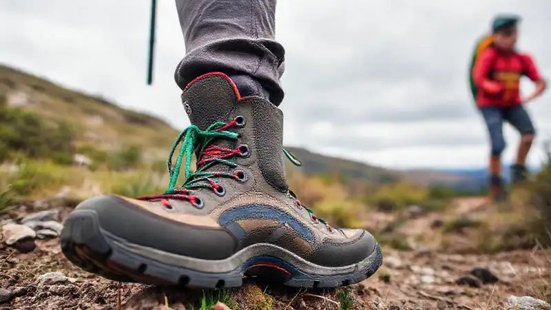 El excursionista feliz recorre un sendero